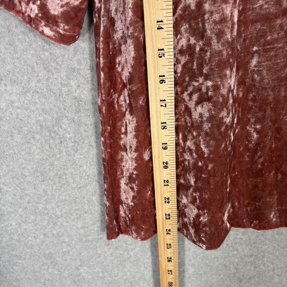 Bobeau Top Large Pink Crushed Velvet Flowy Flutter Romantic Coquette Boho Velour - Picture 7 of 12